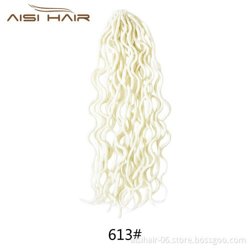 Aisi Hair Faux Locs Curly Crochet Hair Extensions 18inch Long 24 Roots Soft Crochet Braids Dreadlock Hairpieces